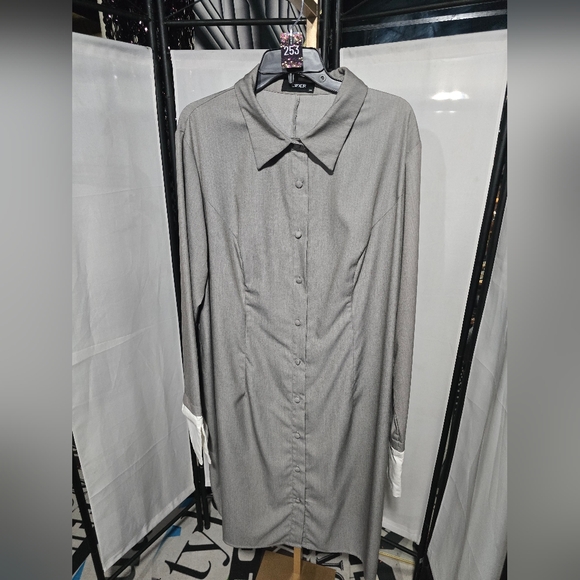 🍎 Cotton Polo Roll-up Sleeve Shirt Dress Plus Size 2x / 20 - Picture 3 of 9